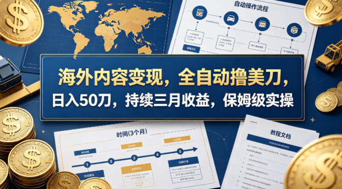 海外内容变现，全自动撸美刀，日入50刀，持续三月收益，保姆级实操【揭秘】-云网创