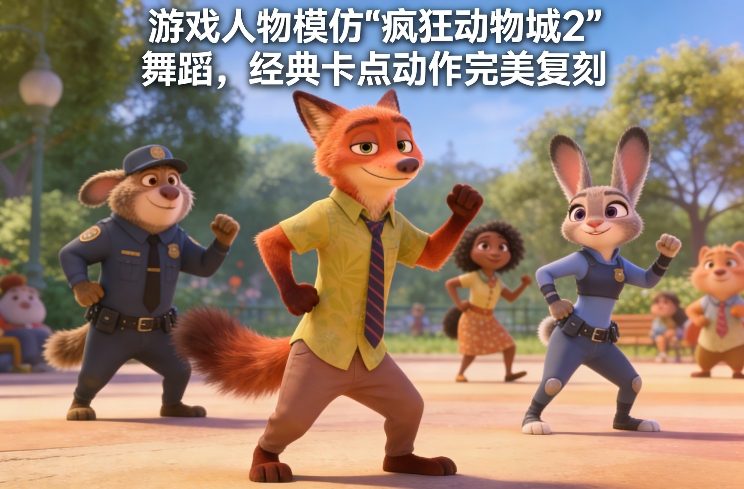 游戏人物模仿“疯狂动物城2”舞蹈,经典卡点动作完美复刻