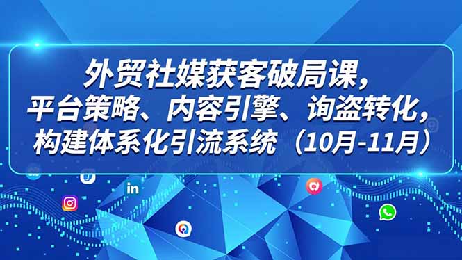 外贸 社媒获客破局课,平台策略、内容引擎、询盘转化,构建体系化引流系统(10月-11月-云网创
