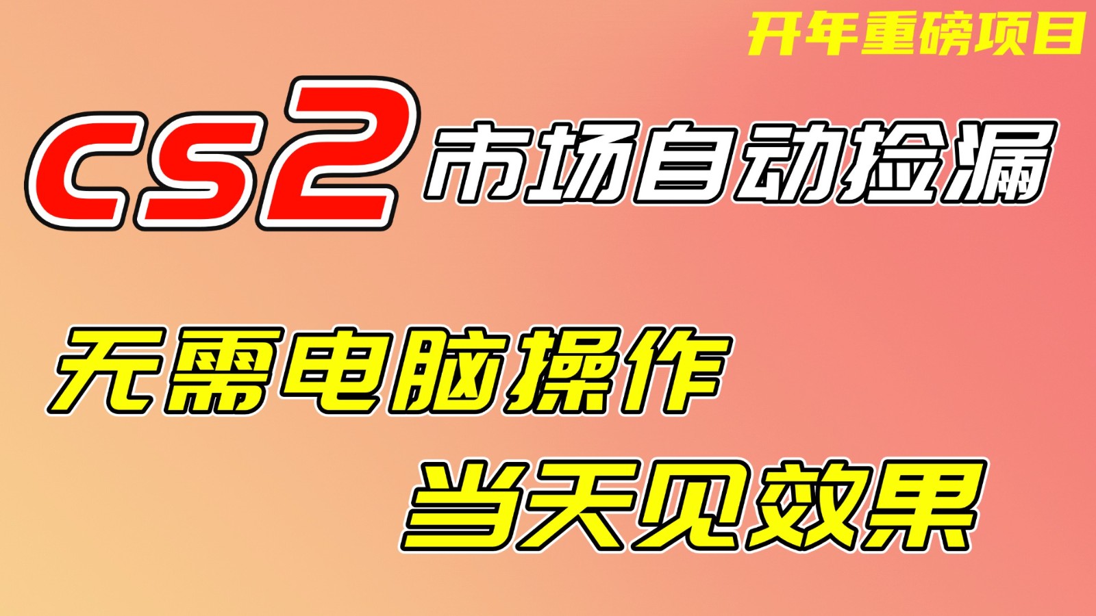 CS2市场挂机项，无需电脑操作，无需进入游戏，当天见效果，支持任何形式验证-云网创