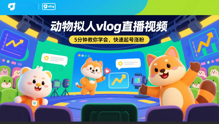 动物拟人vlog直播视频，5分钟教你学会，快速起号涨粉-云网创