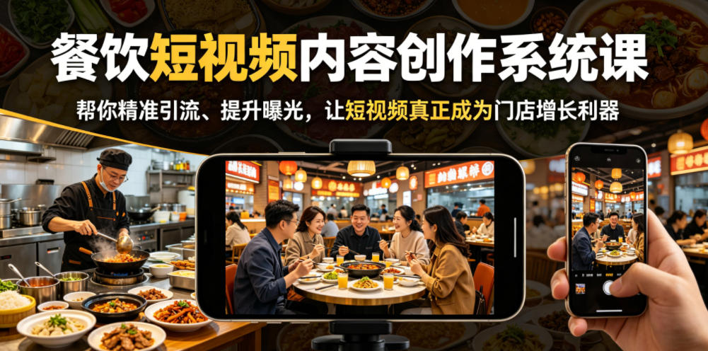 餐饮短视频内容创作系统课,帮你精准引流、提升曝光,让短视频真正成为门店增长利器-云网创