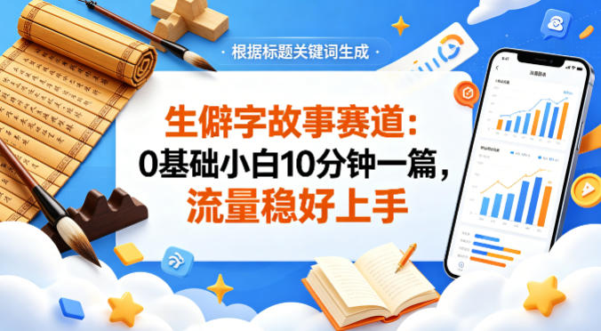 公众号流量主——生僻字故事赛道，流量稳，好上手，0基础小白也能10分钟一篇-云网创