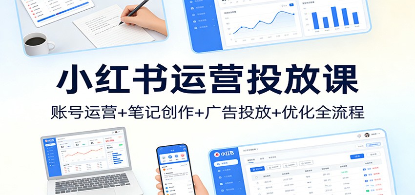 小红书运营投放课：账号运营+笔记创作+广告投放+优化全流程-云网创