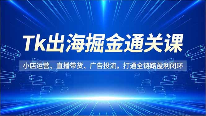 Tk出海掘金通关课，小店运营、直播带货、广告投流，打通全链路盈利闭环-云网创