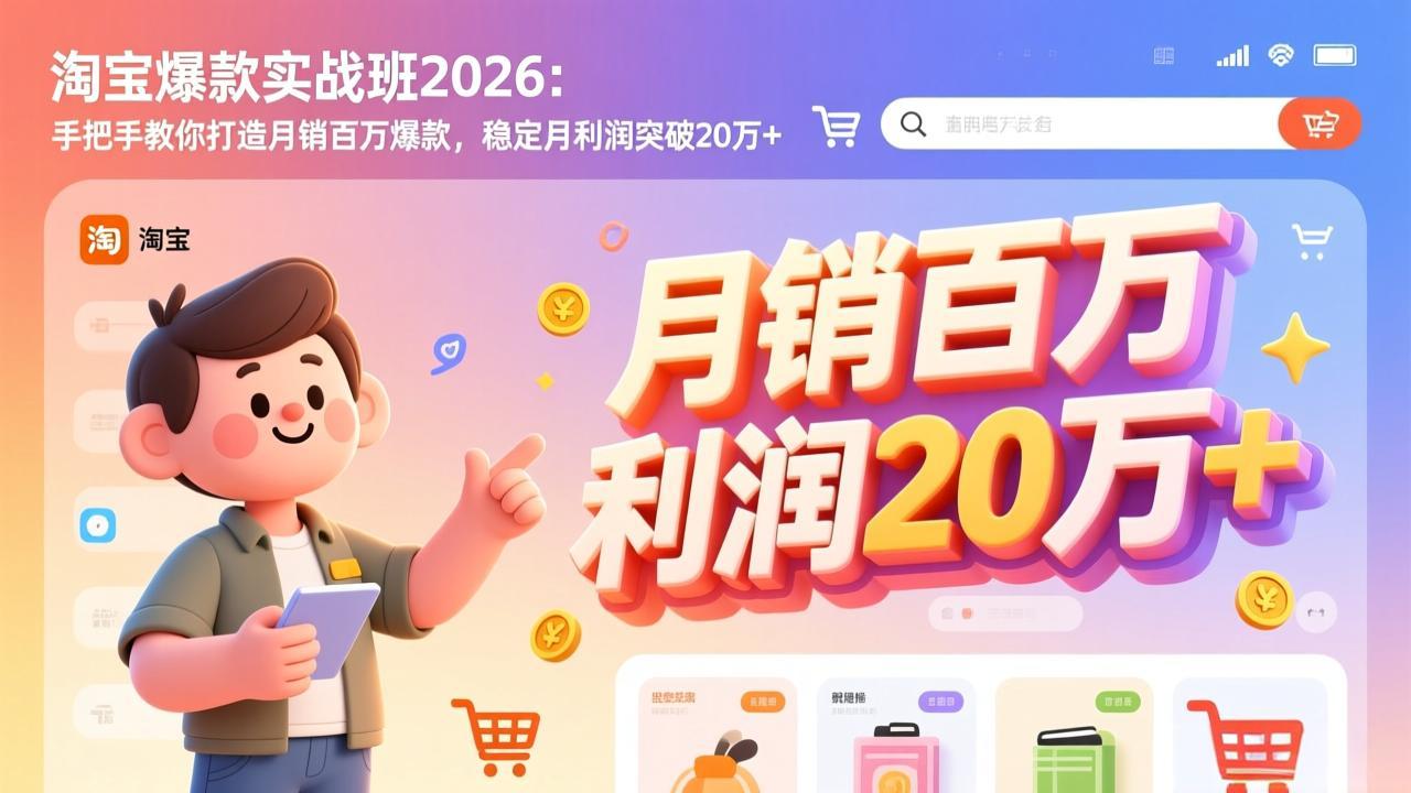 淘宝爆款实战班-2026年2月更新：手把手教你打造月销百万爆款，稳定月利润突破20万+-云网创
