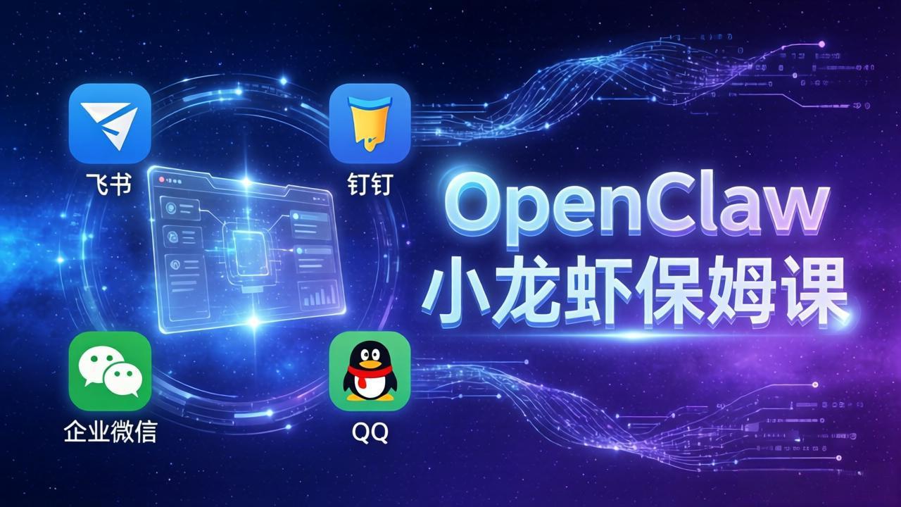 OpenClaw小龙虾保姆课： Windows/macOS/Linux/Docker全系统安装，飞书+钉钉+企业微信+QQ 全接入-云网创