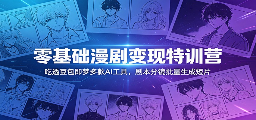 零基础漫剧变现特训营：玩转豆包即梦多款AI工具，剧本分镜批量生成短片-云网创