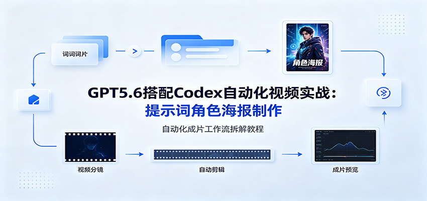 GPT5.6搭配Codex自动化视频实战：提示词角色海报制作，自动化成片工作流拆解教程-云网创