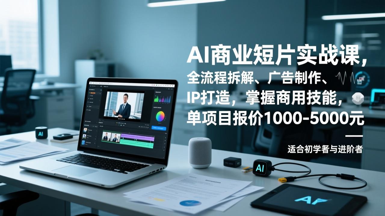 AI商业短片实战课，全流程拆解、广告制作、IP打造，掌握商用技能，单项目报价1000-5000元-云网创