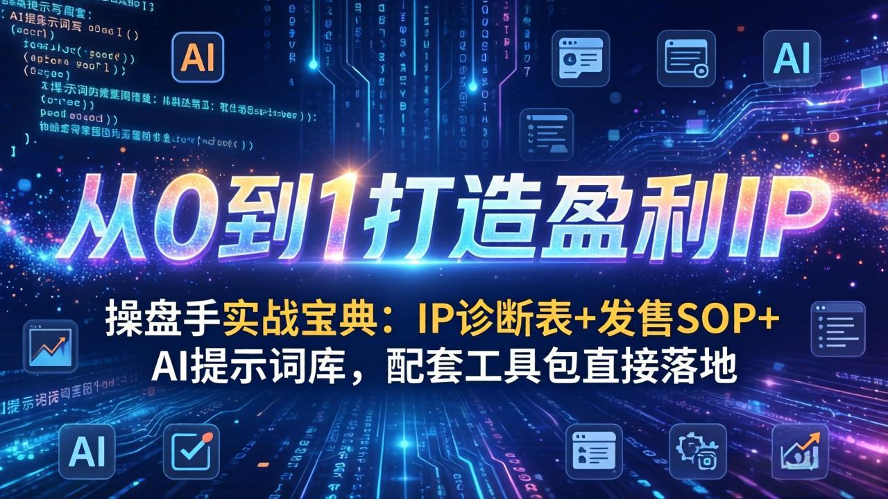 操盘手实战宝典：IP诊断表+发售SOP+AI提示词库，配套工具包直接落地，从0到1打造盈利IP-云网创