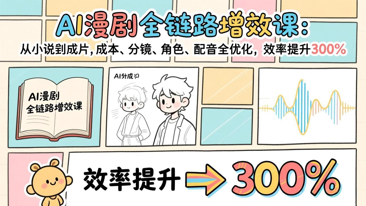 AI漫剧全链路增效课：从小说到成片，成本、分镜、角色、配音全优化，效率提升300%-云网创