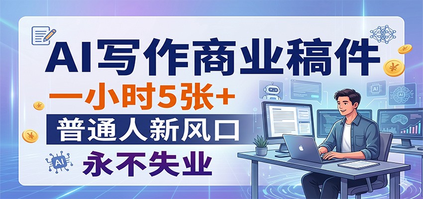 AI写作商业稿件，一小时5张+，普通人新风口，永不失业-云网创