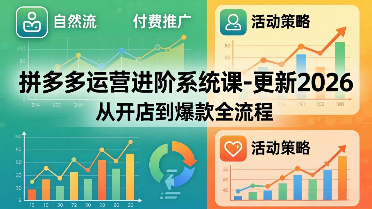 拼多多运营进阶系统课-更新2026：从开店到爆款全流程，自然流+付费推广+活动策略-云网创