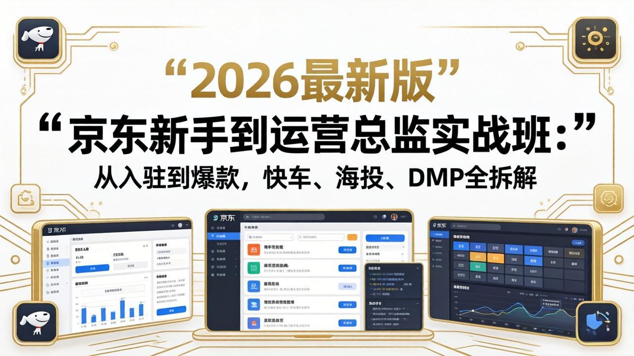 京东新手到运营总监实战班:从入驻到爆款,快车、海投、DMP全拆解,2026最新版-云网创