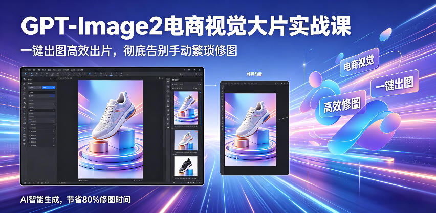 GPT-Image2电商视觉大片实战课,一键出图高效出片,彻底告别手动繁琐修图(更新)-云网创