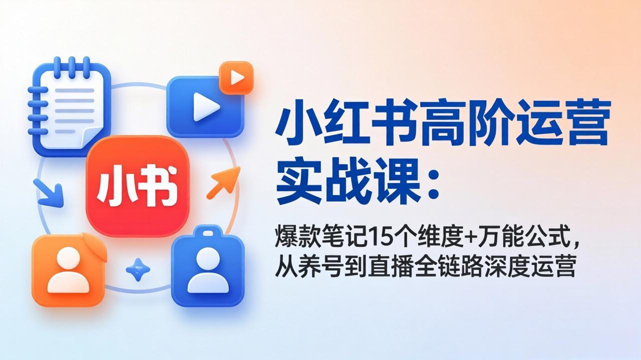 小红书高阶运营实战课:爆款笔记15个维度+万能公式,从养号到直播全链路深度运营-云网创
