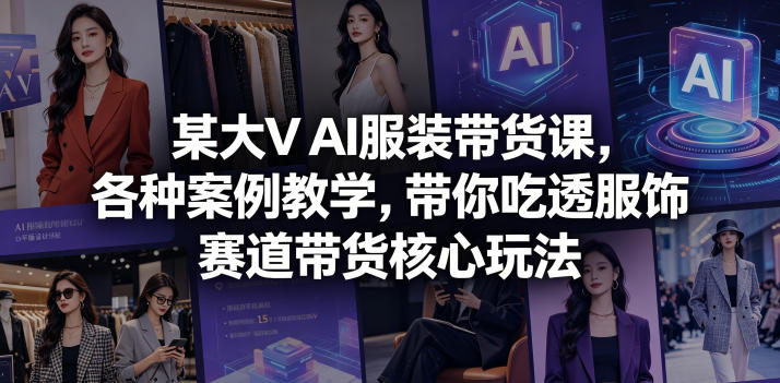 某大V AI服装带货课,各种案例教学,带你吃透服饰赛道带货核心玩法-云网创