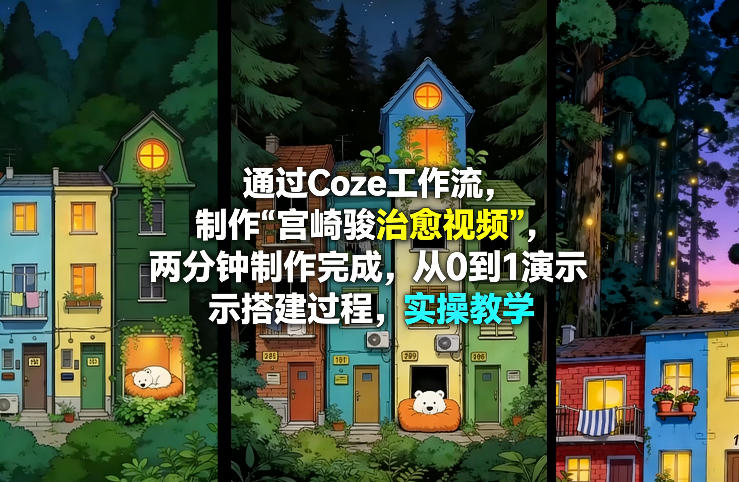 通过Coze工作流制作《宫崎骏治愈视频》，两分钟制作完成，从0到1演示搭建过程，实操教学-云网创