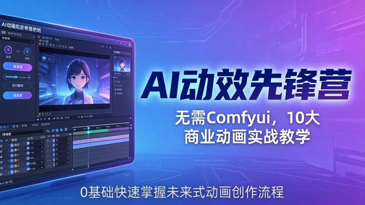 AI 动效先锋营：无需Comfyui，10大商业动画实战教学，0基础快速掌握未来式动画创作流程-云网创