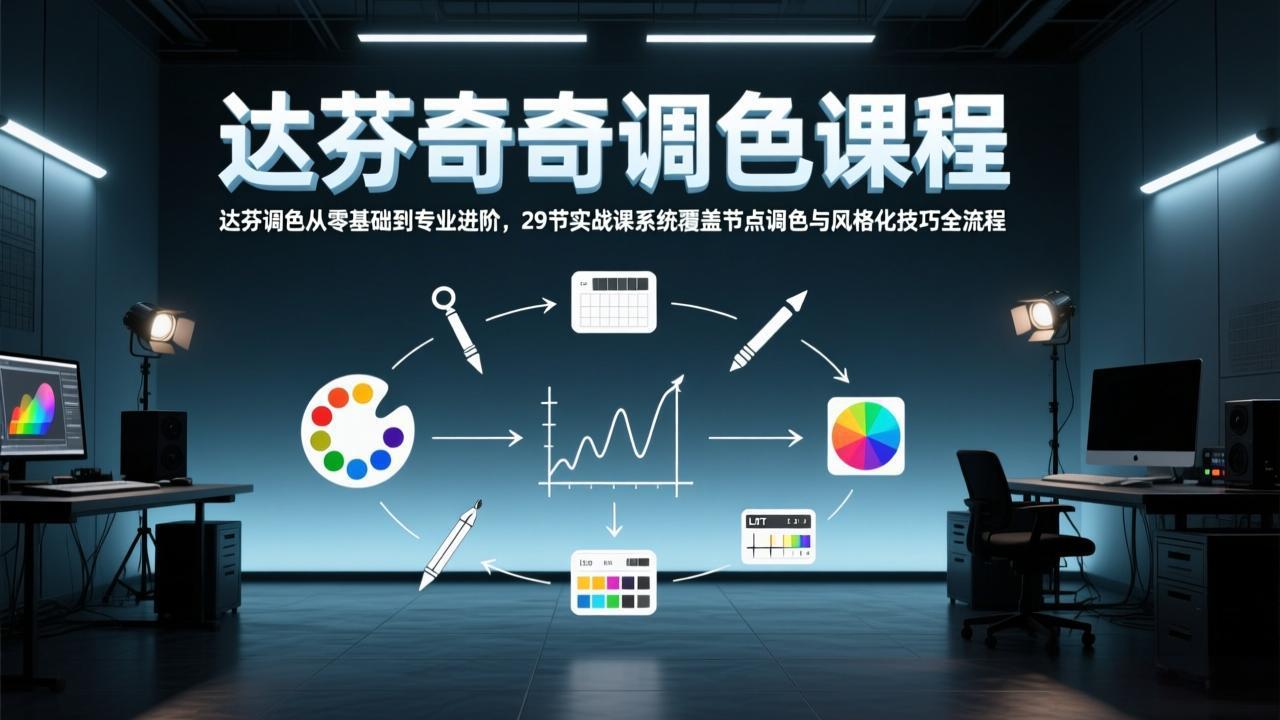 达芬奇调色从零基础到专业进阶，29节实战课系统覆盖节点调色与风格化技巧全流程-云网创