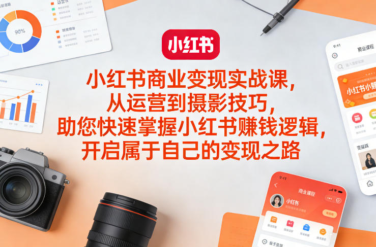 小红书商业变现实战课，从运营到摄影技巧，助您快速掌握小红书賺钱逻辑，开启属于自己的变现之路-云网创