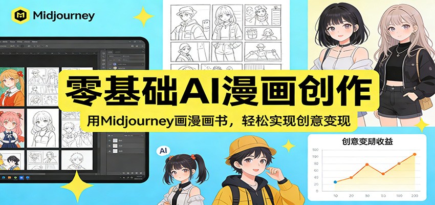 零基础AI漫画创作:用Midjourney画漫画书,轻松实现创意变现-云网创