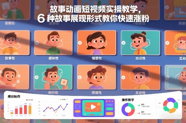 故事动画短视频实操教学，6种故事展现形式教你快速涨粉-云网创