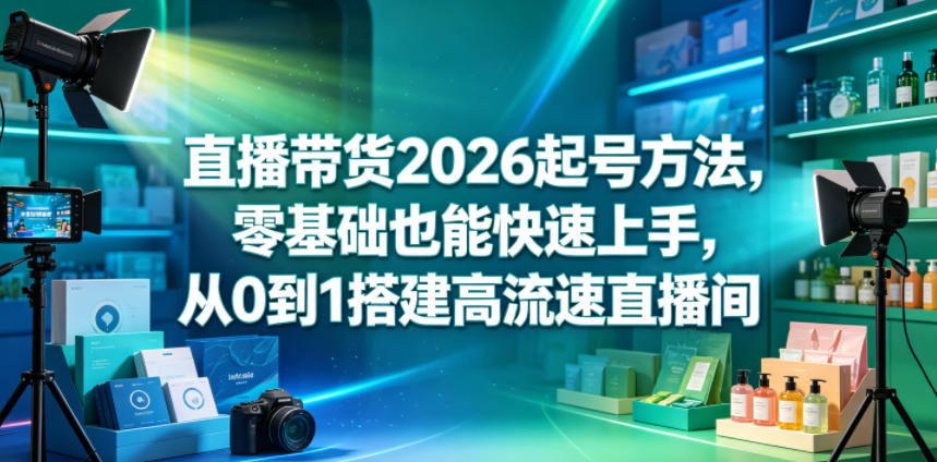 直播带货2026起号方法,零基础也能快速上手,从0到1搭建高流速直播间-云网创