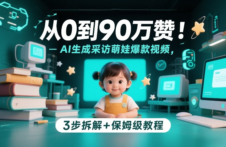 从0到90万赞:AI生成采访萌娃爆款视频,3步拆解+保姆级教程