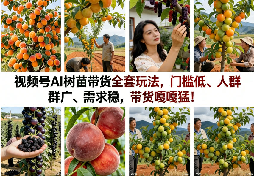 视频号AI树苗带货全套玩法,门槛低、人群广、需求稳,带货嘎嘎猛!(更新0401)-云网创