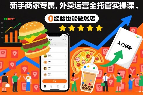 新手商家专属，外卖运营全托管实操课，0经验也能做爆店-云网创