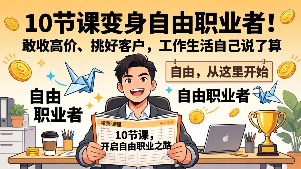 10 节课变身自由职业者！敢收高价、挑好客户，工作生活自己说了算-云网创