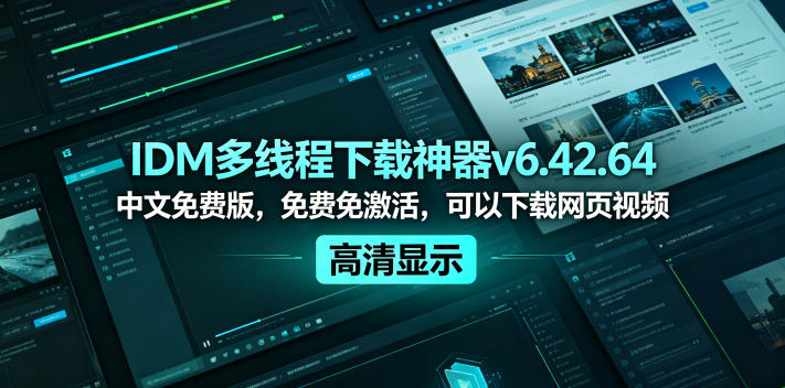 IDM多线程下载神器v6.42.64中文免费版，免费免激活，可以下载网页视频(例如飞书文档内的视频)-云网创