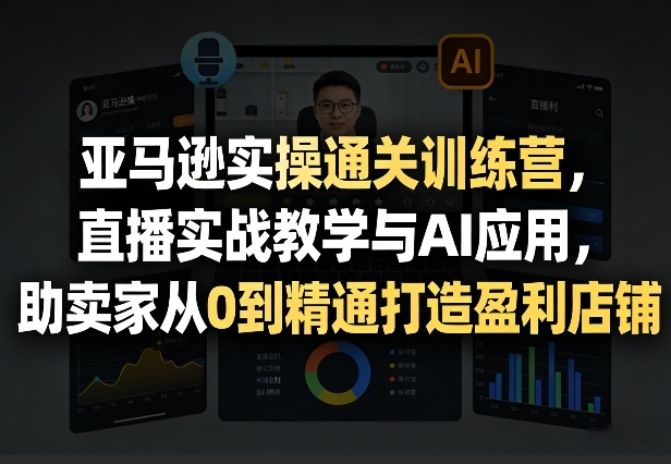 亚马逊实操通关训练营，直播实战教学与AI应用，助卖家从0到精通打造盈利店铺(更新3月)-云网创