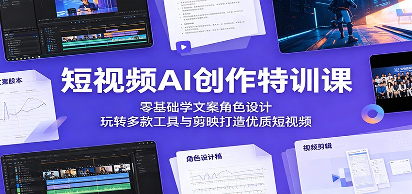 短视频AI创作特训课：零基础学文案角色设计，玩转多款工具与剪映打造优质短视频-云网创
