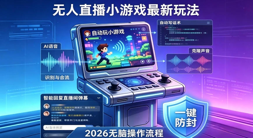 2026年AI无人直播小游戏全流程，不违规不封号，开启创业副业增收之路，小白月入1w+【揭秘】-云网创
