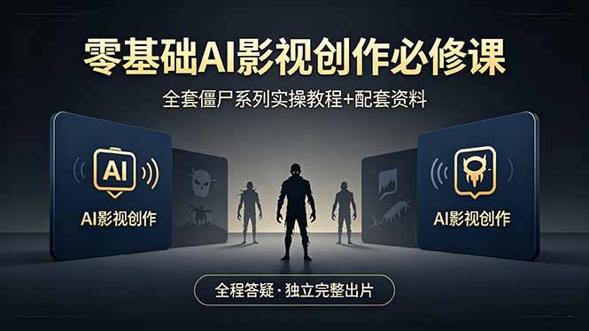 零基础AI影视创作必修课，全套僵尸系列实操教程加配套资料，全程答疑带你独立完整出片-云网创