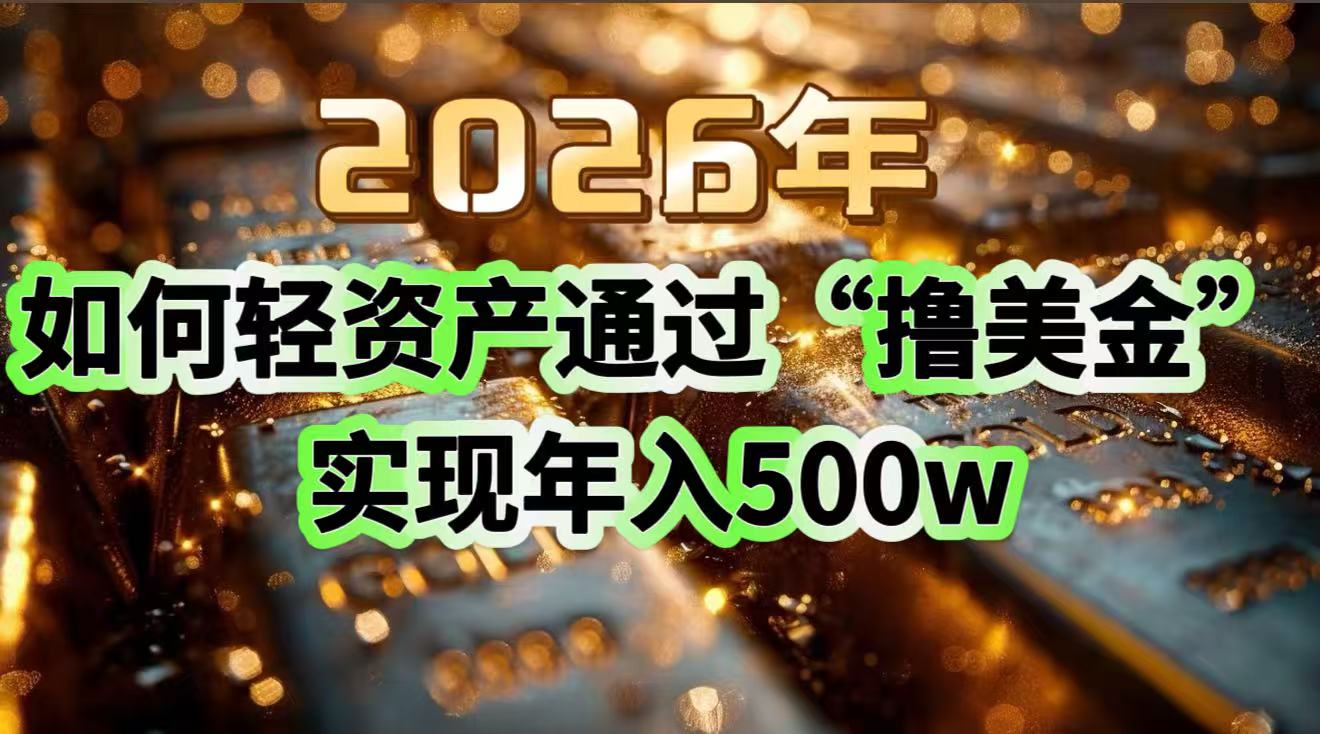 2026年如何轻资产通过“撸美金”实现年入500w-云网创