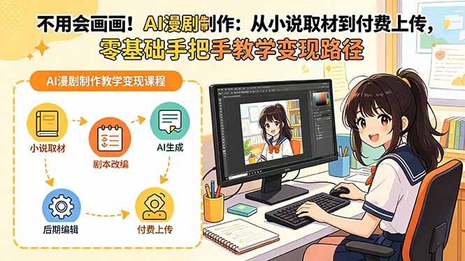 不用会画画！AI漫剧制作：从小说取材到付费上传，零基础手把手教学变现路径(更新-云网创