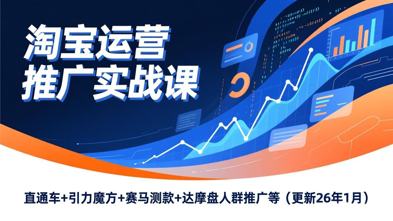 淘宝运营推广实战课，直通车+引力魔方+赛马测款+达摩盘人群推广等(更新26年1月-云网创