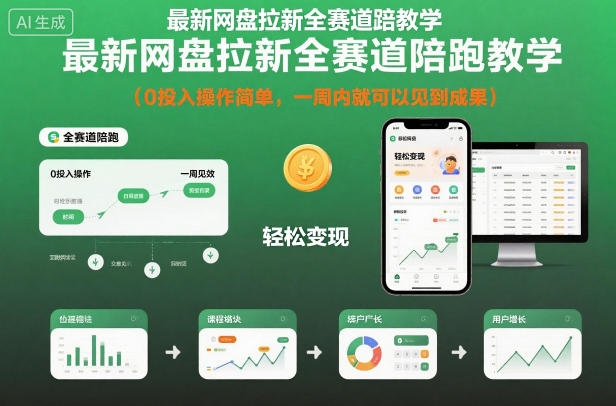 最新网盘拉新全赛道陪跑教学，0投入操作简单，一周内就可以见到成果-云网创