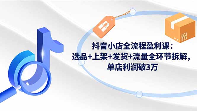 抖音小店全流程盈利课：选品+上架+发货+流量全环节拆解，单店利润破3万-云网创