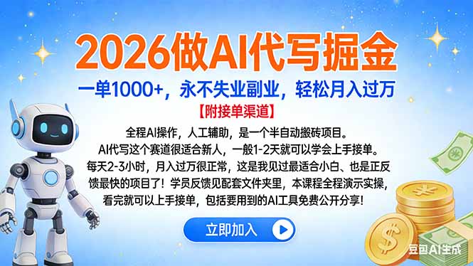 2026做AI代写掘金，一单1000+，永不失业副业，轻松月入过万-云网创