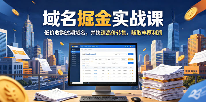 域名交易掘金实战课，低价收购过期域名，并快速高价转售，賺取丰厚利润【原创双语字幕】-云网创