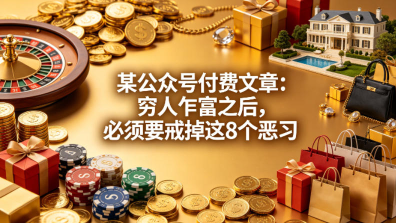 某公众号付费文章：穷人乍富之后，必须要戒掉这8个恶习-云网创