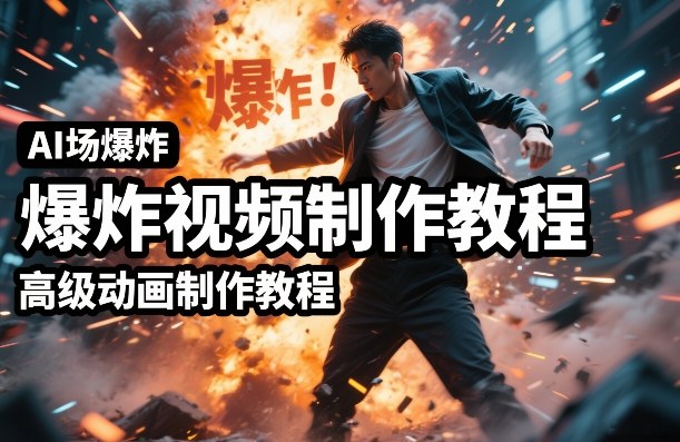 AI场景爆炸视频制作教程，利用人物实拍视频制作出高级的动画特效-云网创