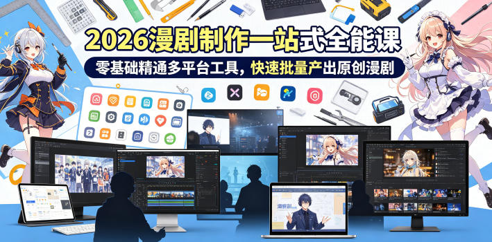 2026 AI漫剧制作一站式全能课,零基础精通多平台工具,快速批量产出原创漫剧-云网创