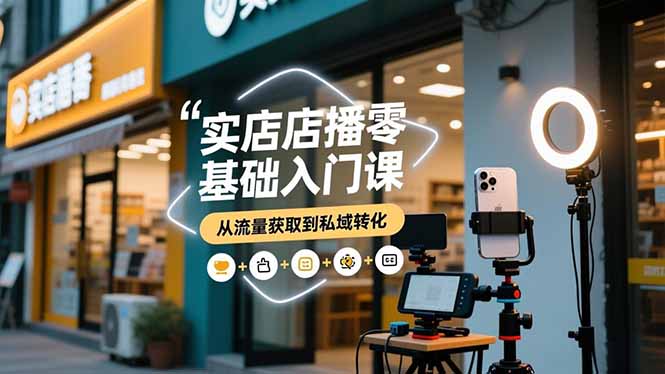 实体店播零基础入门课，实体店+短视频+直播+微信生态+私域社群，从流量获取到私域转化-云网创