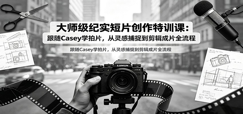 大师级纪实短片创作特训课：跟随Casey学拍片，从灵感捕捉到剪辑成片全流程-云网创
